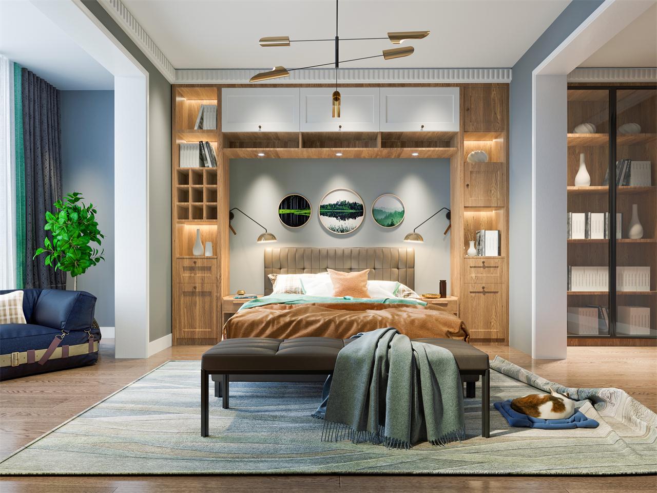 浅核桃木生态板-板材全屋定制案例